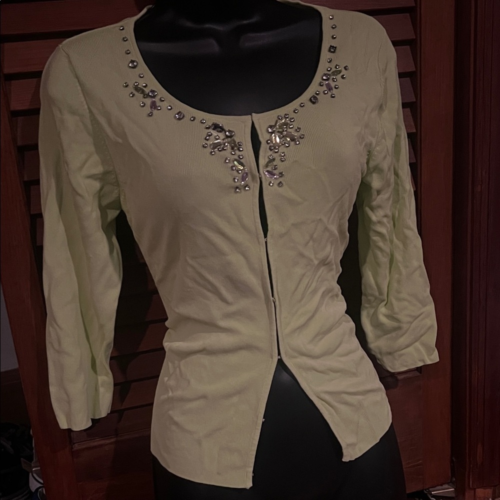 Embellished Green Cardigan
